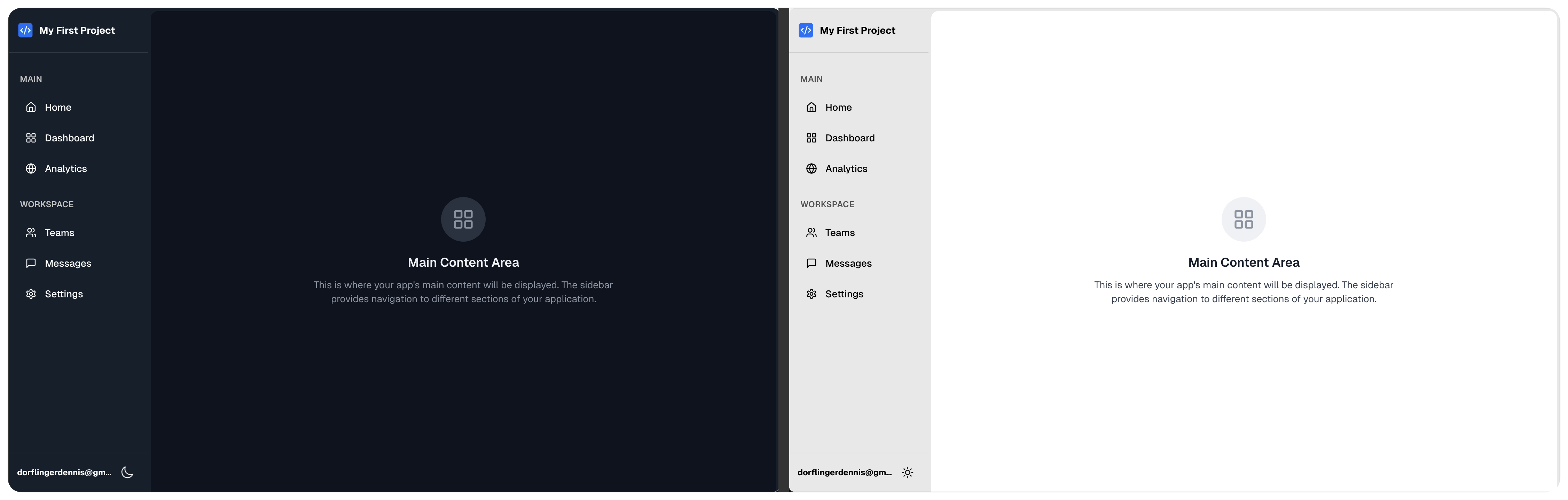Power Apps dark mode vs light mode comparison