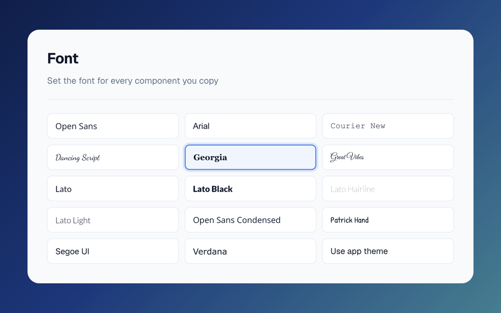The new Font picker in Settings
