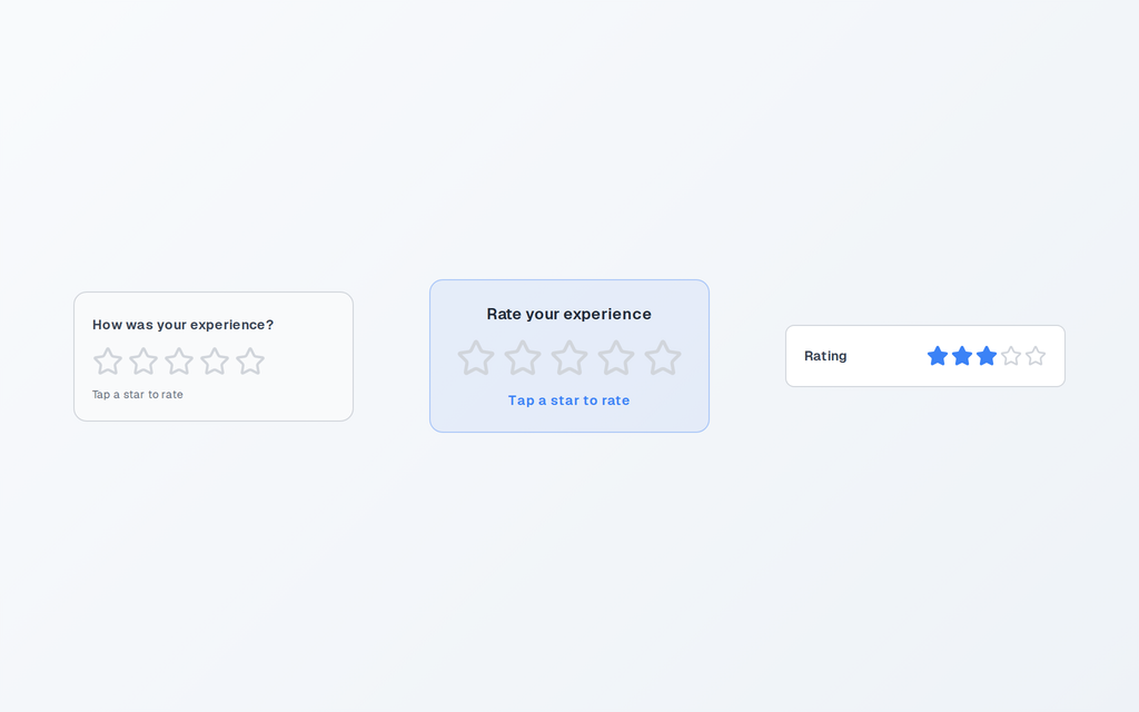 Rating, Rating Feedback Card and Rating Compact