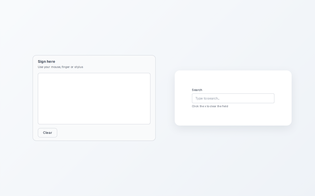 Signature Pad and Clearable Input
