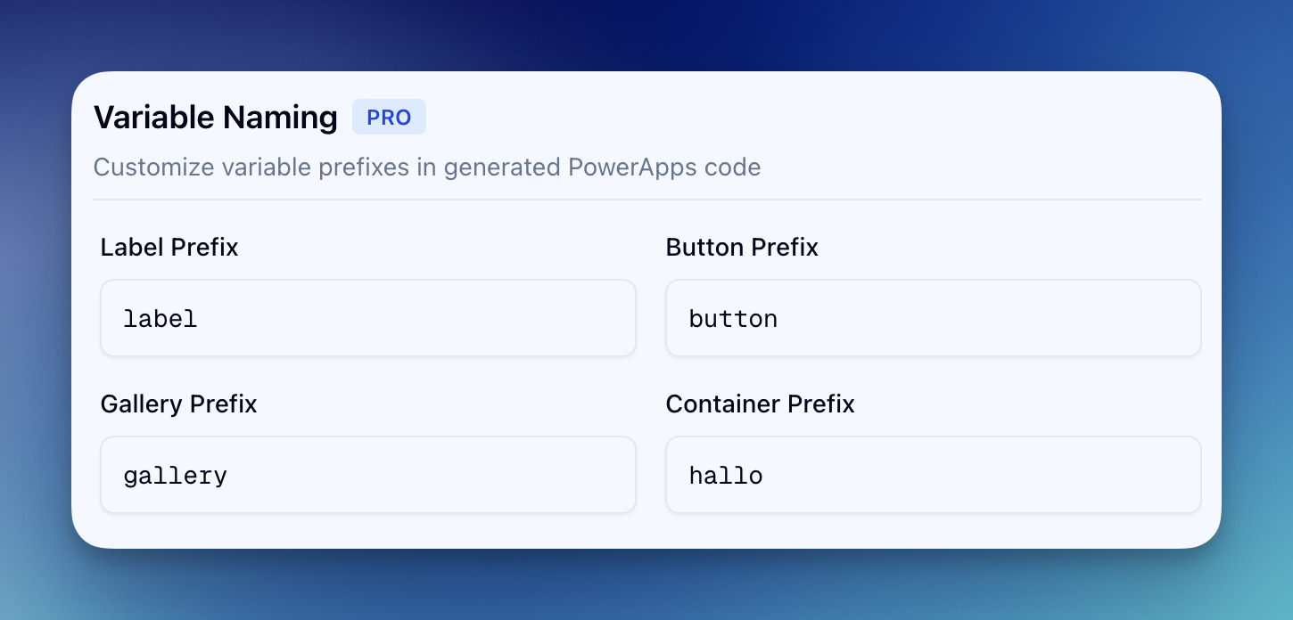 Variable Prefix Customization